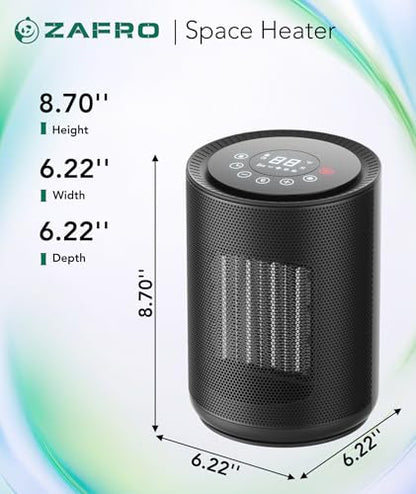 ZAFRO 1500W Space Heater with Remote, 24H Timer & Digital Thermostat | PTC Ceramic Fast Heat, 5 Heating Modes & Overheat Safety; Portable Electric Heater for Home, Office & Bedroom