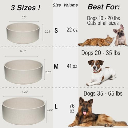 Loving Pets - Dolce Bamboo - Eco-Friendly Pet Bowls & Dishes for Dog, Cats, Puppy Food and Water Dish -Sustainable and Dishwasher Safe, Made with Real Bamboo (Small, Oat-Beige) - color: Oat Beige, size: Small Dish