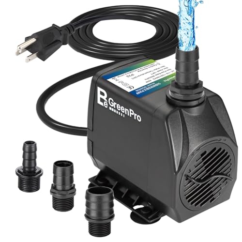 800GPH Submersible Water Pump(3000L/H 60W), Adjustable Ultra Quiet Fountain Pump with 4 Nozzles 10ft High Lift for Aquarium, Fish Tank, Pond, Waterfall, Outdoor, Hydroponics - size: 800GPH