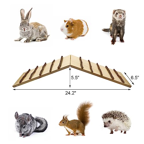Hamiledyi Rabbit Ramp Wooden Cage Bridge Guinea Pig Ramp Rodents Climbing Ladder for Bunny Chinchilla Ferret Squirrel Hedgehog Rat