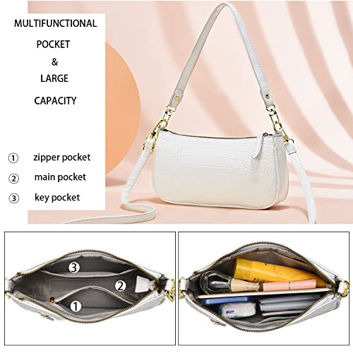 Small Tote Shoulder Bags Purses for Women Retro Classic Crossbody Bags Cute Clutch Purse and Handbag - color: 0-1-white