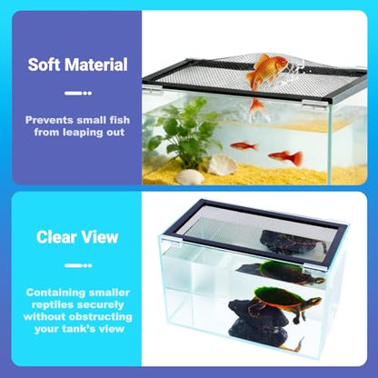 Easy Install DIY Fish Tank Lid, Adjustable Mesh Aquarium Lid, Anti-Jump Cover for Rimless Tanks Only (2/5/10/20 Gallon), Custom Fit Up to 36"x18"