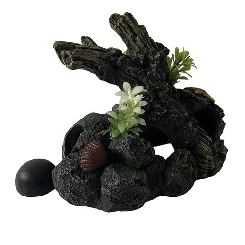 Aquarium Decor Magnetic Driftwood Outcropping Ornament –Wall-Mounted Fish Tank Accessory