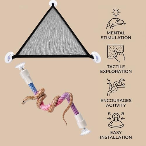 2PCS Snake Enrichment for Reptiles, Reptile Hammock, Two Piece Snake Hammock Set with Suction Cup and Small Size, Snake Hammock for Terrarium, Snake Enrichment with Cotton Rope and Suction Cup, Snake