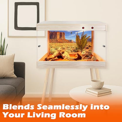 ROYXEN Reptile Tank 30 Gallon, Bearded Dragon Tank with Leg Stand, Tempered Glass Reptile Enclosure, Lizard Tank for Chameleon, Lizard Habitat (Oak, 24 Length Inch) - color: Oak, size: 24"x16"x15.5"
