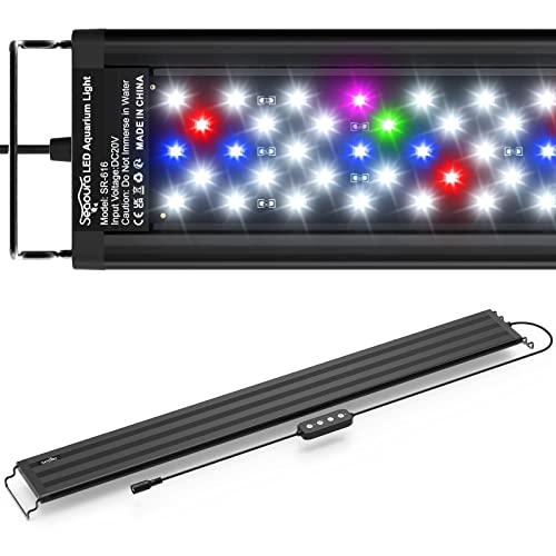SEAOURA LED Aquarium Light for Plants & Fish Tank with Timer, 30-36 Inch | WRGBP Full Spectrum Aquarium Plant Light for Freshwater Tank, 10 Dimmer, Extend Brackets, Daylight, Moonlight, Auto On/Off - size: for 30-36 inch tank