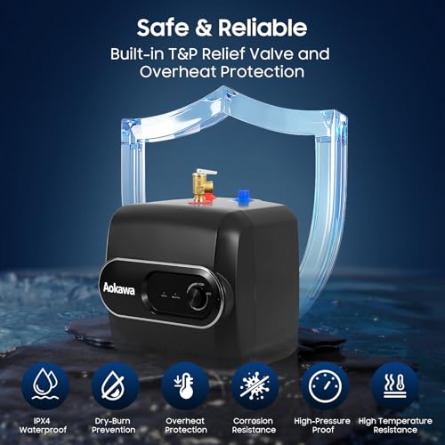 4.0-Gallon Electric Mini Tank Water Heater, 1500W Instant Under Sink Hot Water Heater, Compact Point-of-Use Design for Kitchen, Bathroom, RV, Wall or Floor Mount, Adjustable Temperature - style: 4.0 Gallon