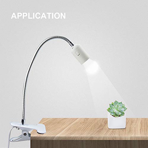 Bonlux E26 Clamp Lamp Fixture, Flexible Neck Clip Light Fixture with On/Off Switch US Plug for E26 Socket Plant Grow, Desk, Reptile Lamp Holder (2-Pack)
