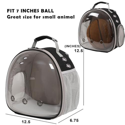 Desert Iguana Backpack Carrier,Bearded Dragon Portable Backpack Carrier with Small Backpack Harness Leash Set,Space Capsule Clear Bubble Window Travel Backpack for Lizard Travel,Guinea Pig,Rabbit - color: Black