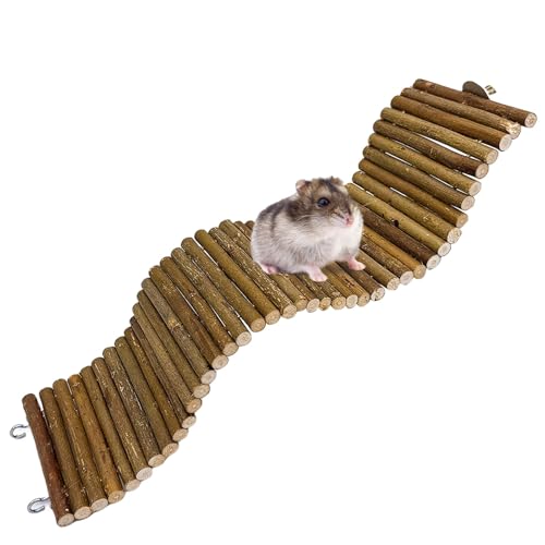 Rat Bendy Long Suspension Bridges 15.7 x 3.9 Inch Gerbil Wooden Ramp Hamster Cage Climbing Ladder Natural Wood Chews Toys for Rodents Mouse Dwarf Hamster - size: 1PCS 15.7x3.9in