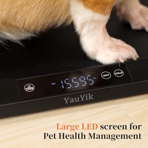 YauYik Digital Pet Scale, Baby Scale with Non-Slip Mat, Up to 40kg, Black | High Precision Puppy Whelping Scale for Kittens, and Crawl Pet, 5 Units, LED Display, Hold Function（Batteries Included） - color: Black