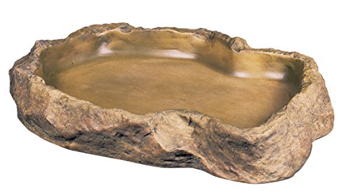 Exo Terra Reptile Feeding Dish – Natural Rock Look Food & Water Bowl for Lizards, Turtles, Snakes & Amphibians – Food-Grade Resin, Non-Porous, Easy Clean, Bacteria Resistant – Extra Large | Natural Rock Look Food & Water Bowl for Lizards, Turtles, Snakes