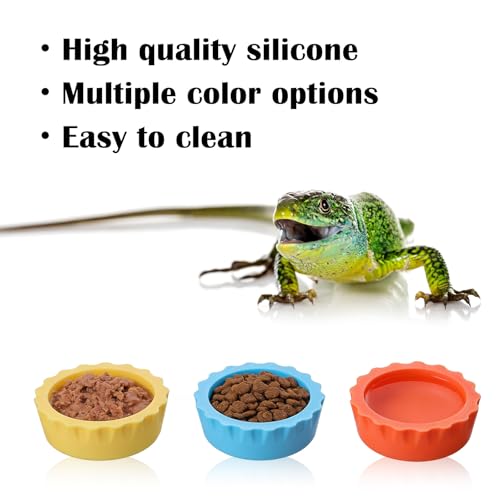 9Pcs Silicone Reptile Feeding Dish Set, Colorful Small Animal Bowls with 2 Silicone Spoon for Reptile Tanks, Practical Crested Gecko Tank Accessories for Small Pet