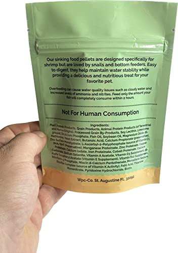 Wpc-Co. Aquarium Shrimp Food - Sinking Pellets for Aquatic Shrimp, Snail, Bottom Feeders - Complete Nutrition for Tropical Shrimps and Other Invertebrates