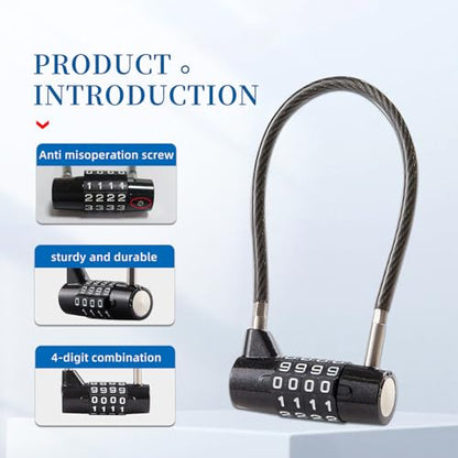Combination Lock Cable Lock with 4 Digits Cabinet Lock with 3.5" Cable Length Twist 3.5" Length Durable Cable Ideal for lockers, Gym, Toolbox, Case Small Size (3.5") | twist to set durable fits cabinet case small size - size: 3.5" Black