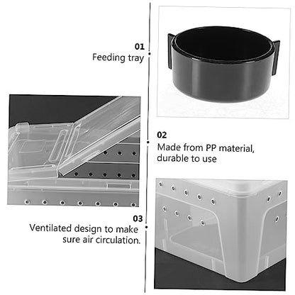 UPKOCH 1pc Transparent Plastic Reptile Box for Spider Scorpion Gecko Snake Tortoise Case with Ventilation for Transport and Feeding of Pets White