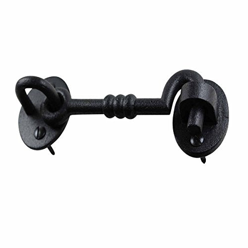 Renovators Supply Manufacturing Door Latch Lock 5 in. Wrought Iron Hook and Eye Latch for Door with Mounting Hardware - size: 5 Inch