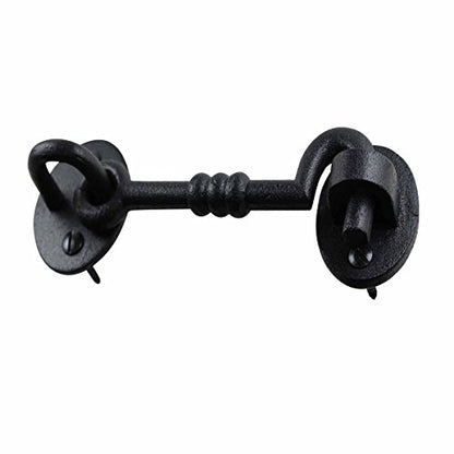 Renovators Supply Manufacturing Door Latch Lock 5 in. Wrought Iron Hook and Eye Latch for Door with Mounting Hardware - size: 5 Inch