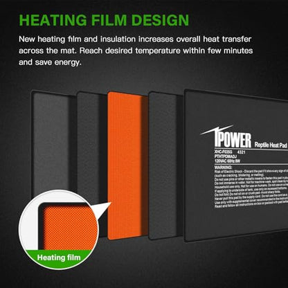 iPower 6 by 8 Inch Reptile Heating Pad with Temperature Adjustable Controller Knob, Under Tank Warmer Terrarium Heat Mat for Reptiles and Amphibians - size: 6 X 8 Inch, style: Heat Pad with Adjust Knob