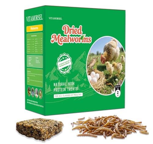 2LB Dried Mealworms with 175g Pecking Treat Cake for Chickens | Ducks & Wild Birds - High Protein Natural Poultry Treats