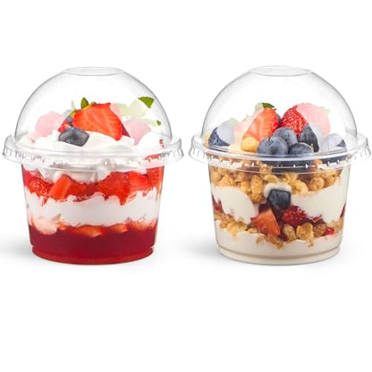 Kucoele 9 OZ Clear Plastic Cups with Dome Lids, 50 Pack | Dessert Cups, Parfait Cups, Party Serving Cups, For Yogurt, Fruit, Pudding and Ice Cream - size: 50 Pack