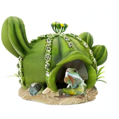 kathson Reptile Tank Decor Lizard Hide and Cave Plants Terrarium Decorations Resin Cactus Desert Aquarium Tank Habitat Accessories for Bearded Dragon Chameleon Leopard Gecko Snake Fish (Ball Cactus) - style: Style B