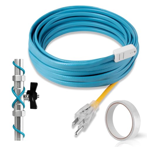 24FT Heat Tape for Water Pipes – Gutter Heat Cable & Water Pipe Insulation, Self-Regulating Temp for Freeze Protection on Metal & Plastic Pipes, Roof Snow De-Icing, Easy Installation 120V