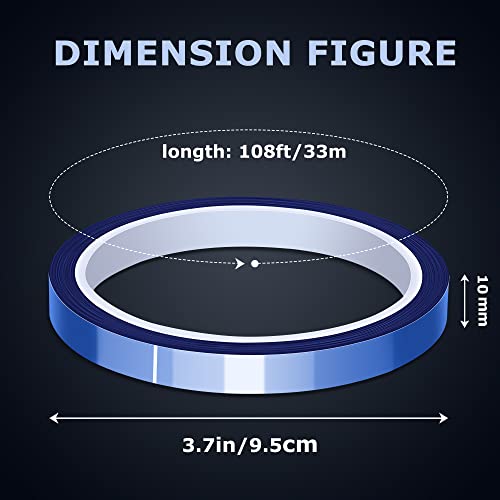 High Temperature Tape Heat Tape Heat Resistant Tape Heat Transfer Tape Heat Tape for Sublimation No Residue 10mm X 33m 108ft (Blue-2 Roll) - color: Blue-2 Roll