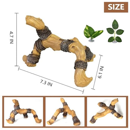 Tfwadmx Snake Climbing Branch,Resin Reptile Enclosure Decor | Ball Python Wood Branches, Gecko Tank Accessories for Lizards,Bearded Dragon Tarantulas, Hermit Crab, Frogs - size: 7.3x6.1x4.7IN | Rack Branch