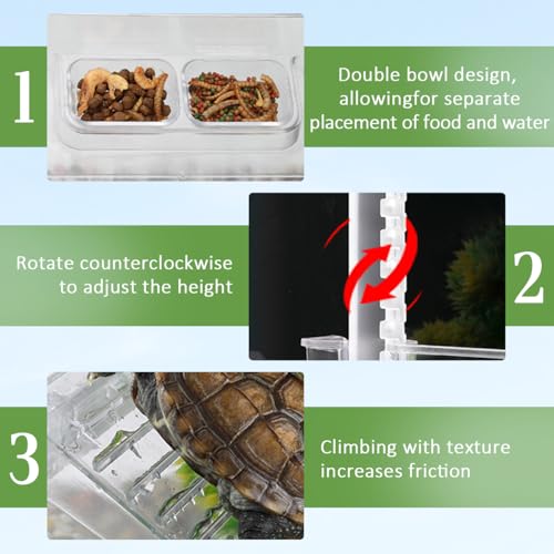 La La Pet Elevated Hanging Turtle Basking Platform with Removable Ladder Food Bowls Adjustable Clear Acrylic Turtle Resting Terrace Reptile Habitat for Fish Tank Aquarium Decor S - size: Small