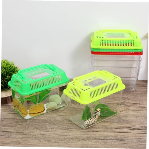 Abaodam 5pcs Portable Transparent Reptile Feeding Boxes Mixed Color Small Plastic Fish Tanks for Turtle Goldfish Breeding and Transport Home Habitat