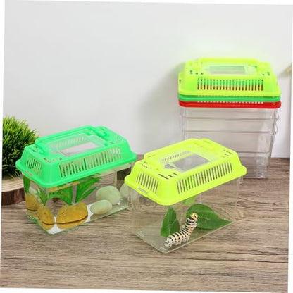 Abaodam 5pcs Portable Transparent Reptile Feeding Boxes Mixed Color Small Plastic Fish Tanks for Turtle Goldfish Breeding and Transport Home Habitat