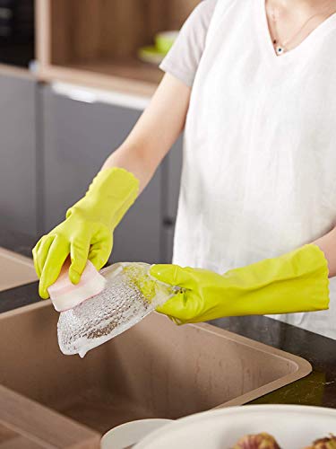 LANON wahoo Cleaning Gloves with Cotton Flocked Liner,Bud Tender,Medium | Skin-Friendly,Dish Washing,Reusable,Latex Free,DEHP-Free,Non-Slip,Dishwashing Household Kitchen Gloves - color: Bud Tender, size: Medium (Pack of 1)