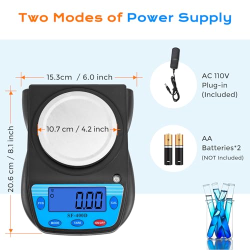 Digital Lab Scale 600g x 0.01g Precision Electronic Scale LCD Display Analytical Balance Jewelry Scale Scientific Scale 0.01g Accuracy - color: Black