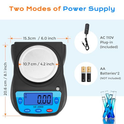 Digital Lab Scale 600g x 0.01g Precision Electronic Scale LCD Display Analytical Balance Jewelry Scale Scientific Scale 0.01g Accuracy - color: Black