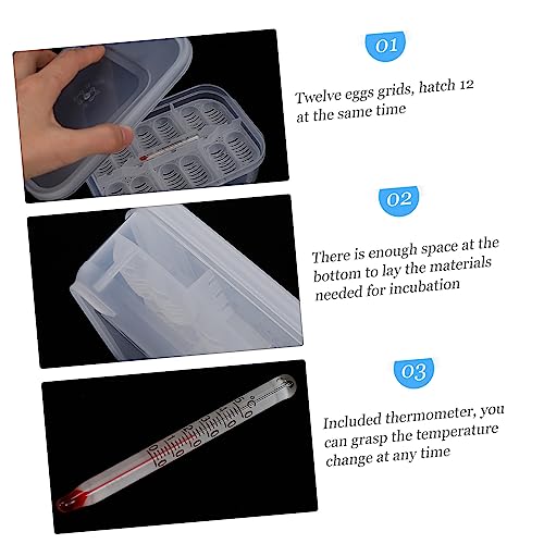 HANABASS Compartments Reptile Egg Incubation Tray Professional Hatching Box for Snakes Lizards and Other Reptiles with Thermometer Easy to Clean and Reusable