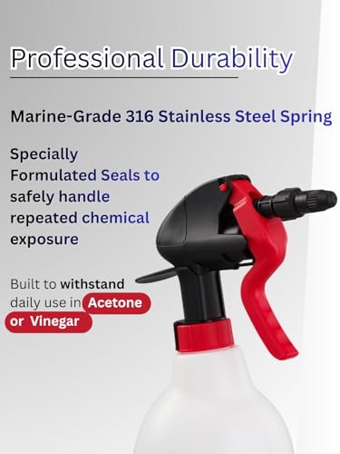 Sprayers Plus 802 Professional Acetone Sprayer, Heavy Duty Chemical Resistant, 316 Stainless Steel Spring, 25 ft Long Reach for Acetone Vinegar Cleaning,1.44 litres - color: 802 Acetone