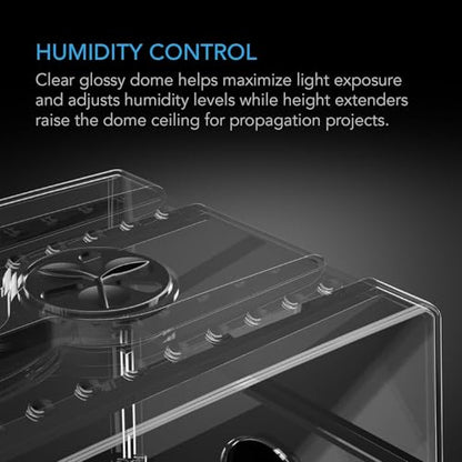 AC Infinity Humidity Dome, Heavy-Duty Germination Kit with 3 mm Thick Dome, Sturdy Drip Tray, 5x8 Cell Seedling Tray, and Vented Height Extension Panels, for Seed Starting, Propagation, Cloning Plants | Dome, Sturdy Drip Tray, 5x8 Cell Seedling Tray, Vent
