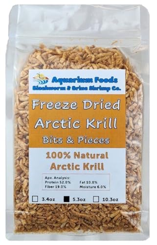 Arctic Krill, Freeze Dried for All Tropical & Pond Fish... 5.3oz Clear Bag | For Tropical Fish, Marines, Cichlids, Catfish, Oscars, Lg Cichlids, Monster Fish, Pond Fish, Aquatic & Land Turtles - size: 5.3 Ounce (Pack of 1)