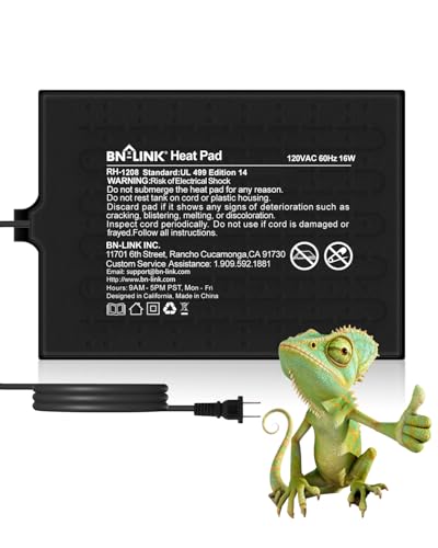 BN-LINK Reptile Heat Pad 8"X12" 16W for 30-40gal Under Tank Terrarium Heating Mat Waterproof for Turtle, Lizard, Frogs, Snake, Hermit Crab - size: 8" X 12"