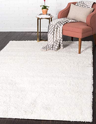 Unique Loom Solid Shag Collection Area Rug (1' Square, Snow White) - color: Snow White, size: 1' x 1' (Square)