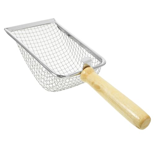Cat Litter Scoop with Wood Handle Pet Waste Shovel for Efficient Cleaning for Cat Litter Box Reptile Containers Comfortable Grip Tightly Spaced for Easy Waste Removal