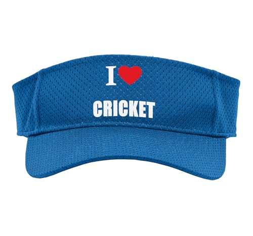 I Love Cricket Bowling Batting Keeper Watching Playing Sport Sun Visor - color: Royal Blue