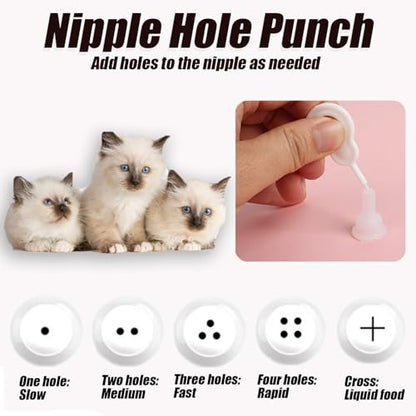 60ml Small Animal Nursing Bottle & 12ml Curved Syringe Feeder Set - for Kittens, Puppies, Hamsters, Chinchillas, Squirrels, Rabbits & Other Small Pets