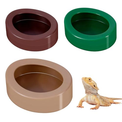 Reptile Food Bowls, 3PCS Anti-Escape Reptile Feeder with Semi-Enclosed Design Terrarium Accessories for Gecko Bearded Dragon Reptiles