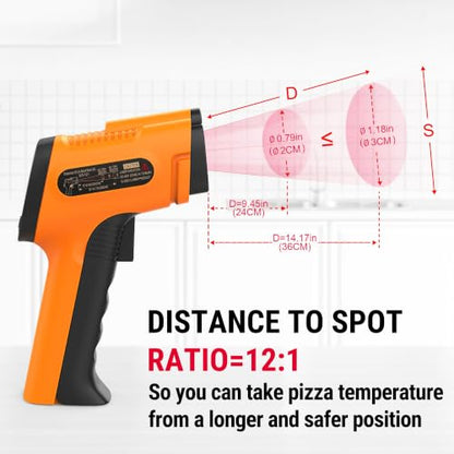 TempPro TempScan Infrared Thermometer Gun with Super Long Meat Probe | Temperature Gun with Laser for Pizza Oven Accessories, Grill Thermometer Gun Meat Thermometer for Cooking BBQ HVAC Car Engine
