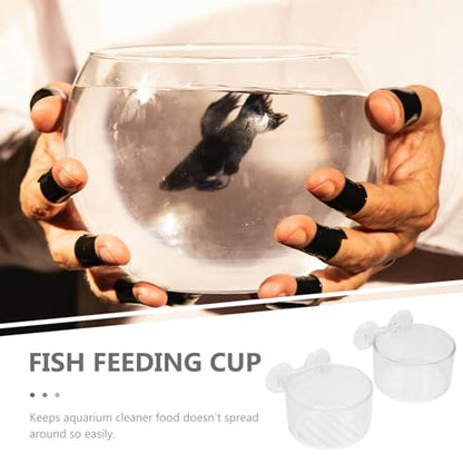 STOBAZA 2pcs Fish Tank Feeding Plates with Red Worm Plant Cups, Plastic Aquarium Feeder Dish for Fish and Shrimp, Wall-Mounted Floating Food Holder for Aquarium Feeding Supplies