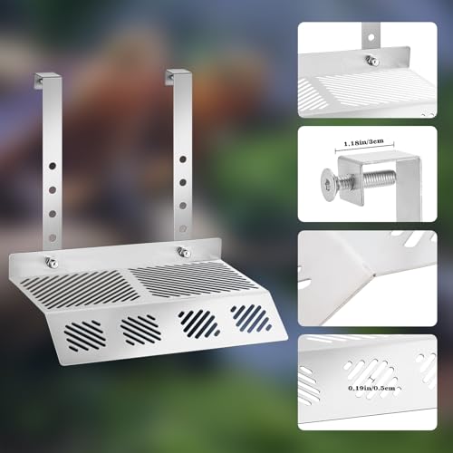 Turtle Tank Accessories, Height Adjustable Stainless Steel Hanging Basking Platform with Ramp, Tortoise Habitat Accessories, Turtle Basking Platform, Tortoise Climbing Ramp