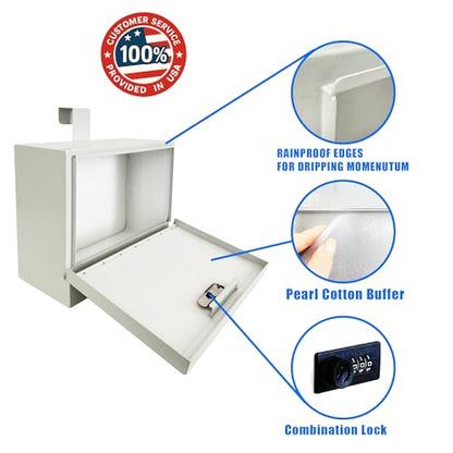 Over-the-Door Specimen Collection Box with Combination Lock | Steel Deposit Box for Urine Samples, Lab Specimens & Documents, Ideal for Clinics, Labs & Healthcare Facilities, Gray