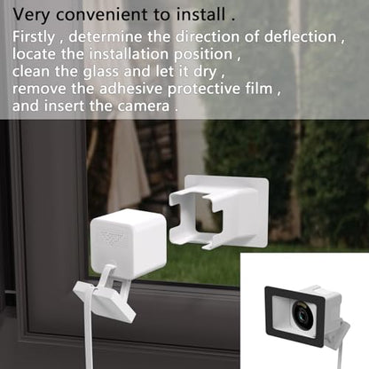 2 Pack Angled Window Mount for Wyze Cam V4 Cam V3 | 20 Degrees Tilt Angle Through Windows Glass Surfaces Use Cam v4 and v3 , No Reflection , No-Drill - color: white, size: Pack of 2